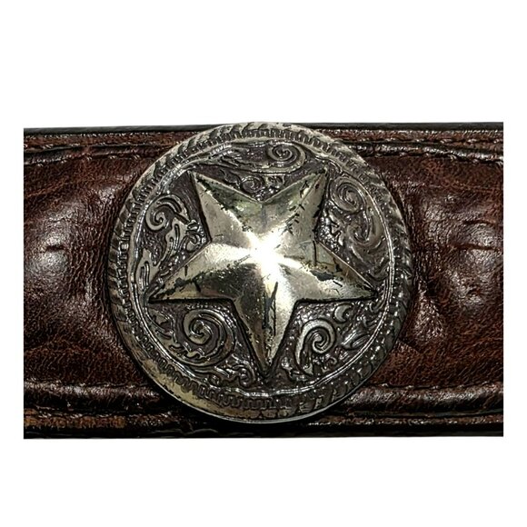 1993 Justin Leather Belt Western Star Metal Buckle Conchos Cowboy Brown W 38 main image 7